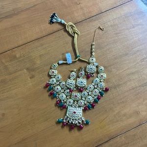 Elegant Kundan Choker Necklace with Earrings/ Wedding Choker Set